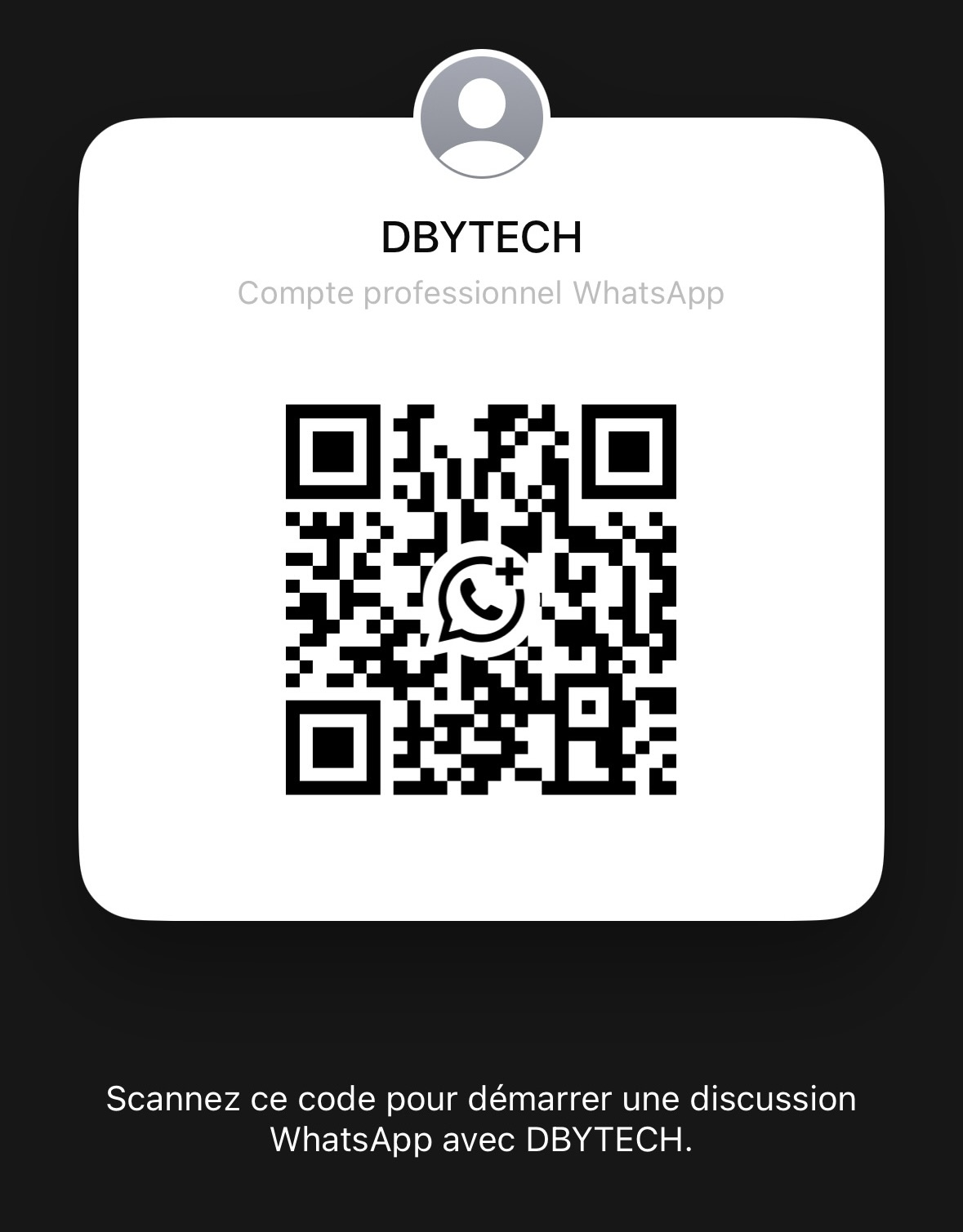 QR code du compte professionnel WhatsApp DBYTECH : scannez pour démarrer une discussion